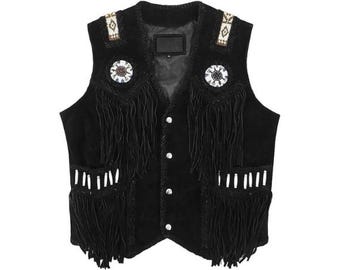 Casual Suède Jas Tuikayoo Suède Vest Voor Heren - Vintage Western Cowboy Stijl | V-hals Met Knopen & 2 Zakken Cowboy Stijl Vest