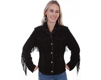 Black Suede Western Jacket | Fringe Beaded Cowgirl Coat