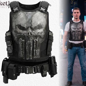 Frank Castle Punisher Skull Taktisk Läderväst, Jon Bernthal Cosplay Kostym