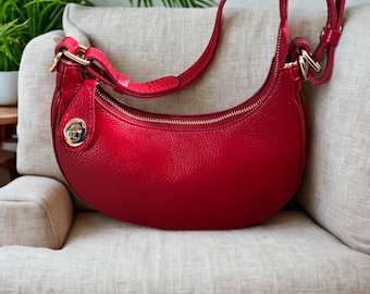 Bolso de mano de piel auténtica italiana