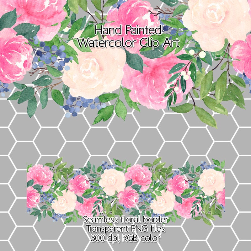 Watercolor Flower Clip Art Blush Floral Clipart Watercolor | Etsy