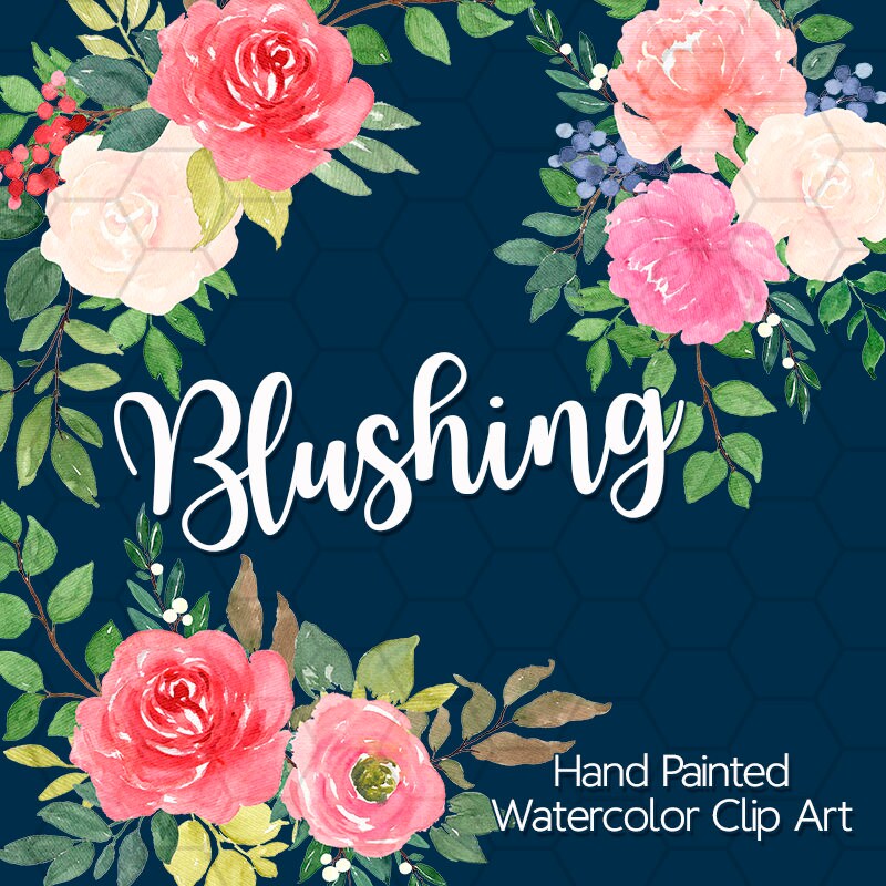Watercolor Flower Clip Art Blush Floral Clipart Watercolor | Etsy