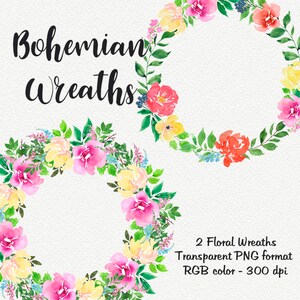Aquarell Blumen Kränze - Boho Kränze Klammer, Kunst, Blumen Wreat, hochzeitskranz, Blumen, digitale Bilderrahmen, Aquarell Blumen, PNG Kranz