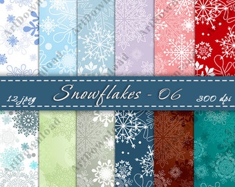 Snowflake Digital Paper - Scrapbooking christmas, Christmas digital paper, Snowflakes paper pack, Digital scrapbook paper snowflake