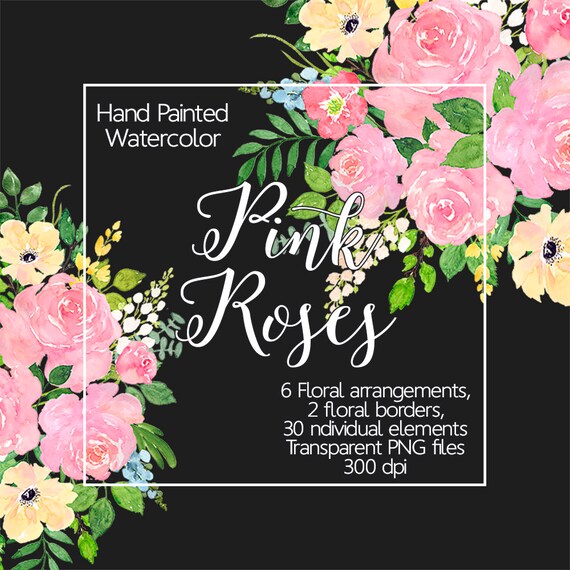 Watercolour Flower Clipart Floral Clipart Flower Png Blush Etsy