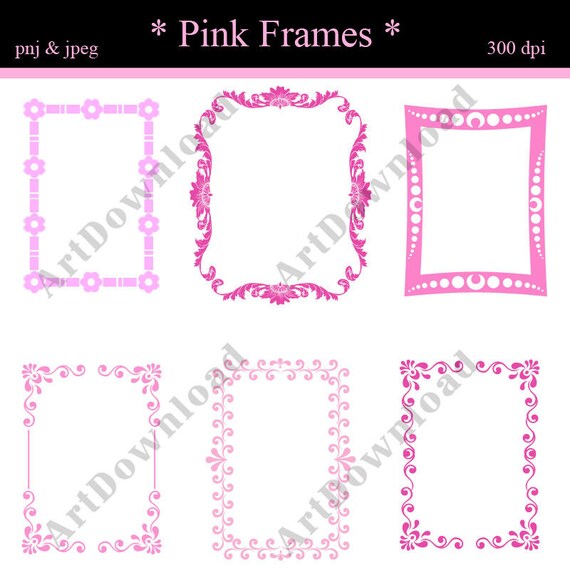 instant download pink digital frames and borders frame