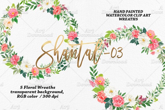 Aquarell Blumen Kranz Clipart Hochzeit Clipart Etsy