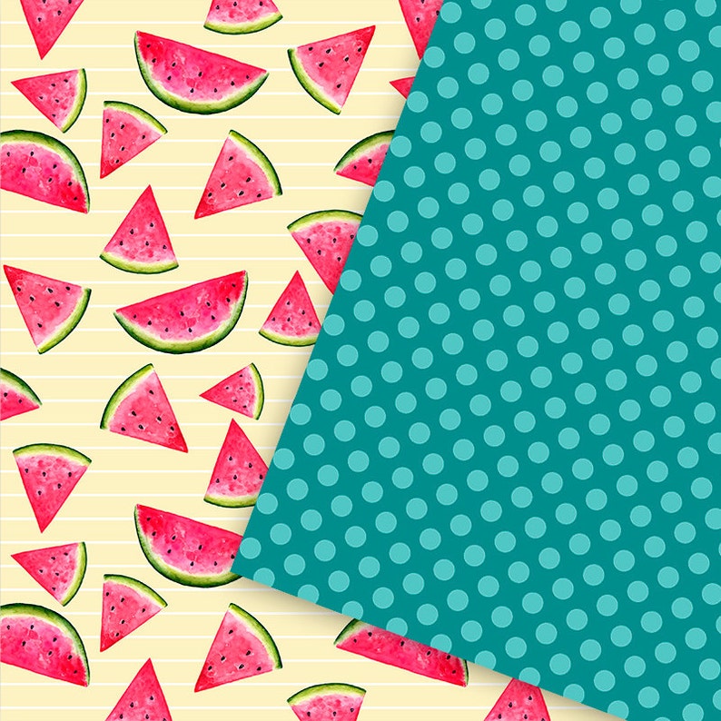 Download Watermelon Digital Paper Hand Painted Watercolor Watermelon Watermelon Background Green Stripes Summer Scrapbooking Paper Polka Dots Materials Craft Supplies Tools Vadel Com