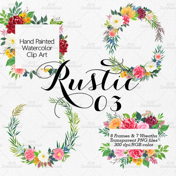 Download Free Watercolor Floral Wreath And Frames Rustic Flowers Etsy SVG Cut Files