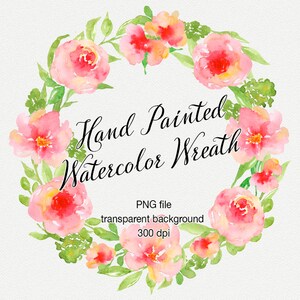 Floral wreath clipart - Watercolor flower wreath, Hand painted wreath, Floral frame, Hand painted wreath, Digital clipar floral wreath