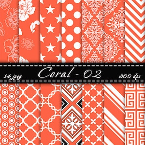 Coral Scrapbook Paper , Coral digital paper, Digital Backgrounds, Scrapbooking Papers, For Personal Or Commercial Use, Instant