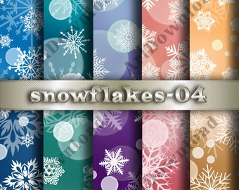 Instant Download - Snowflakes , Digital Scrapbooking Paper, Snowflake Clip Art,Christmas Digital Paper,Printable Christmas Snowflakes