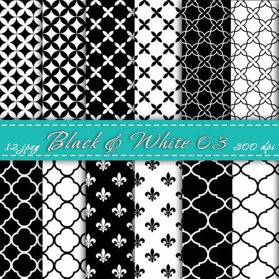 Black and White Digital Scrapbooking Paper Printable | Etsy