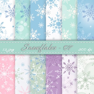 Schneeflocke Scrapbook Papier - Weihnachten digitales Papier, Aquarell Schneeflocke, digitales Papier Schneeflocke, Digital Papier, Winter Hintergrund