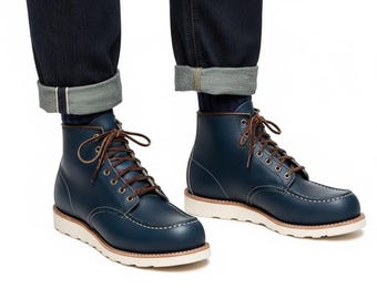 Handgefertigte dunkelblaue Schnürstiefel für Herren - Ankle Boots