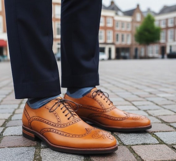 Men's Tan Brogue Oxford Shoes