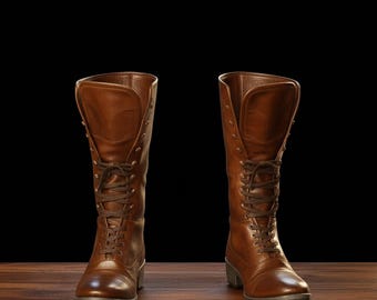 Handmade Military Style Boots Brown Combat Leather Boot For Men