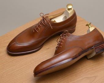 Handgemaakte bruinleren oxfordschoenen voor heren | Luxe formele schoenen | Bruiloft- en kantoorschoenen