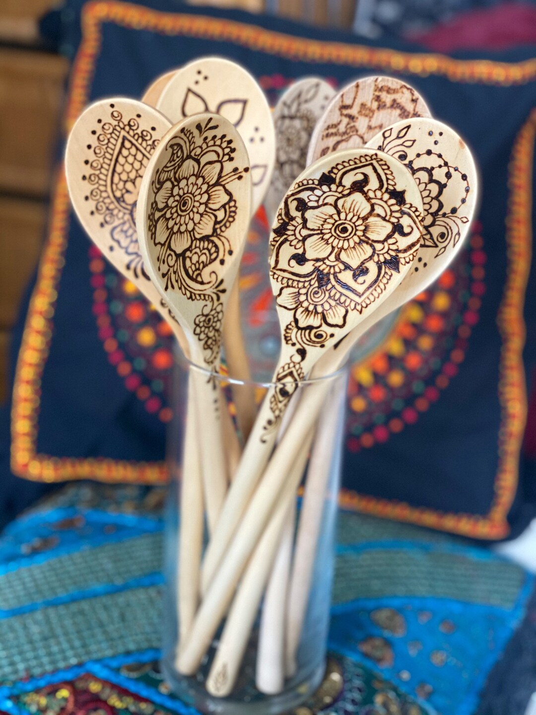 Freehand Mehndi Design Pyrography Kitchen Spoon - Etsy