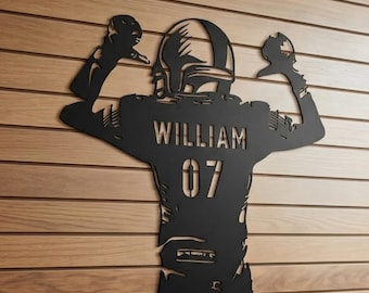 Letrero metálico personalizado de fútbol, arte mural deportivo personalizado, decoración para vestuarios, regalo para sala de entrenamiento deportivo, decoración para centros deportivos.