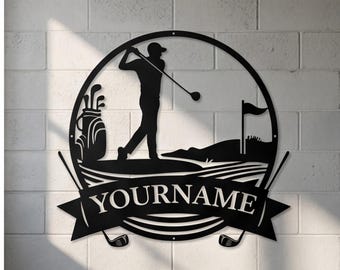 Personalized Golf Player Metal Sign, Custom Metal Decor for Man Cave, Modern Ranch Wall Art, Wedding Gifts for Golfers