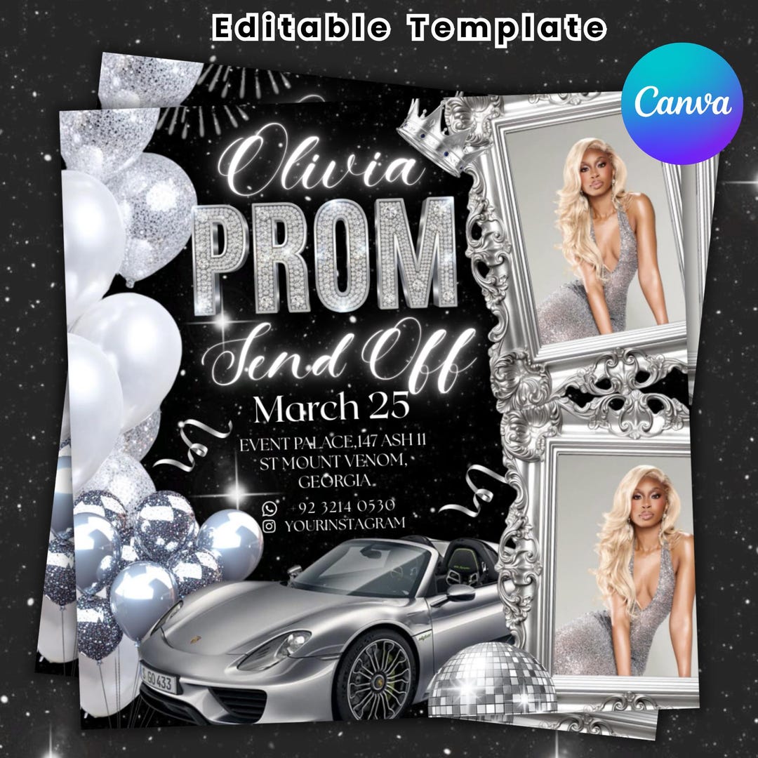 Prom Send off Flyer, DIY Prom Send off Flyer: Editable Canva Template ...
