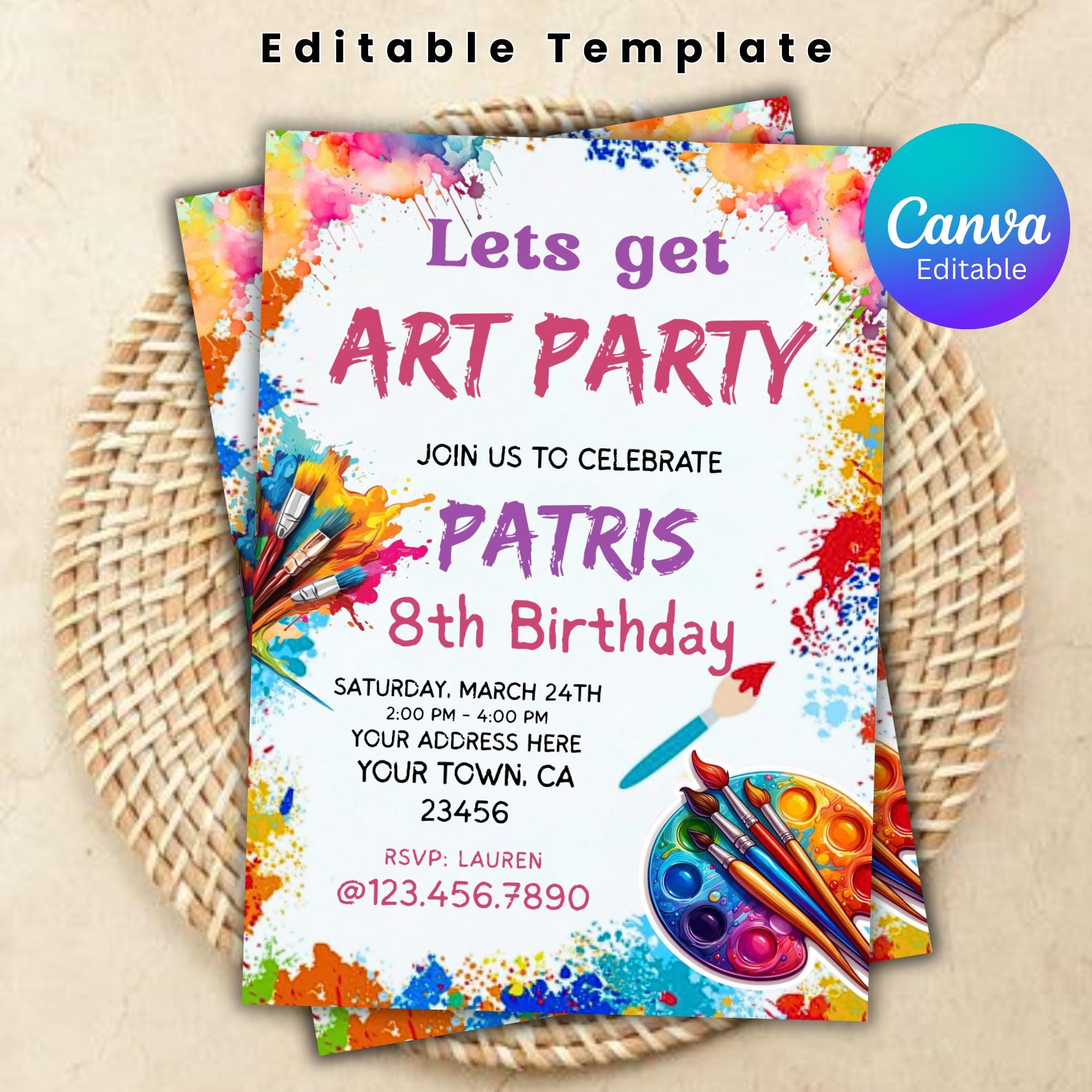 Editable Craft Birthday Party Invitation, Crafting Theme Birthday ...
