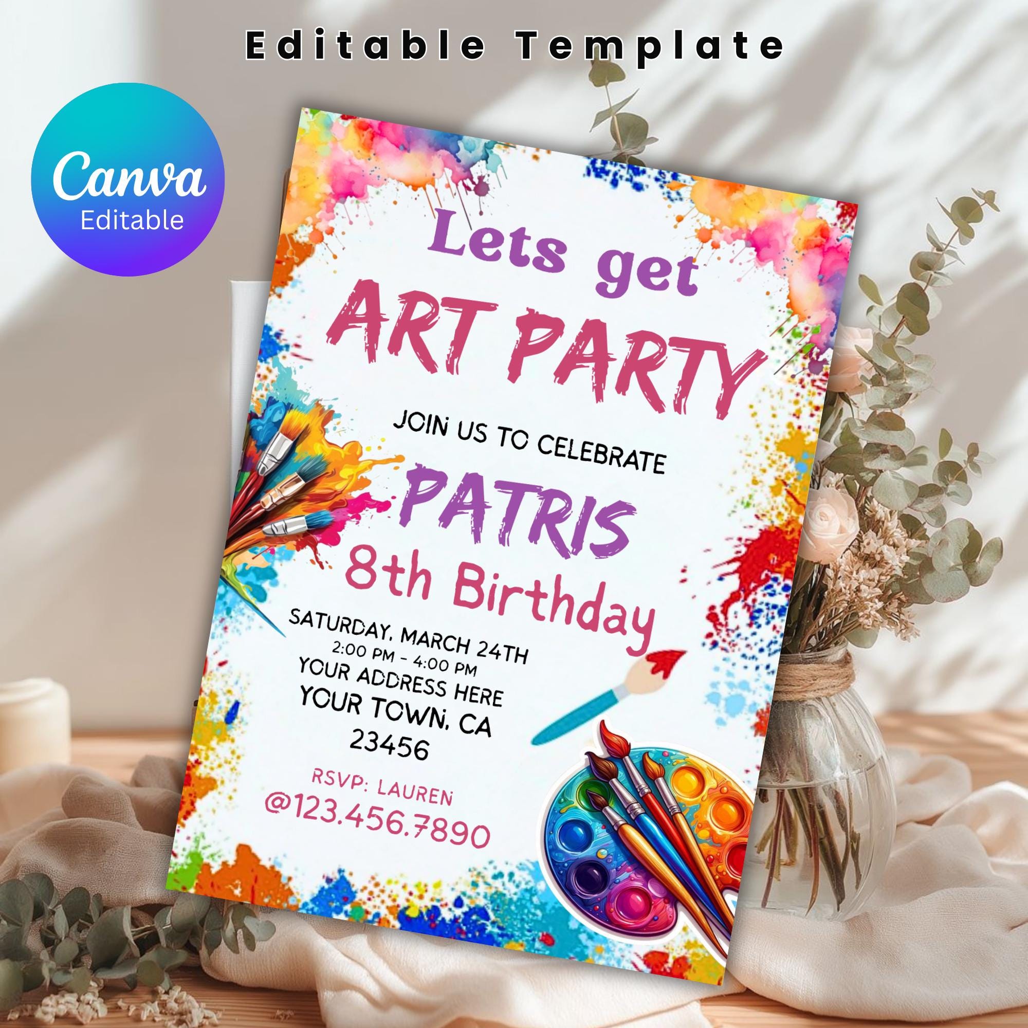 Editable Craft Birthday Party Invitation, Crafting Theme Birthday ...