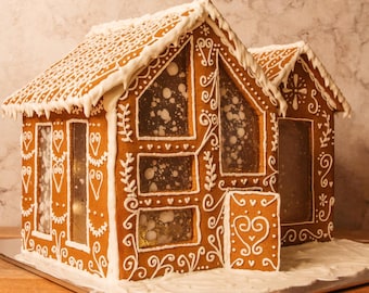 Modern Gingerbread House Template | Printable Gingerbread Cottage PDF | Christmas Baking Pattern