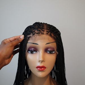 Box Braids Wig Long Lace Front Ombre Brown Copper – Boho Braids Curly Ends – Natural Protective Style Wig