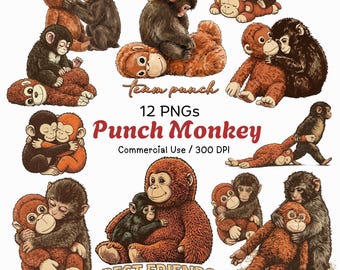 Punch Monkey PNG Bundle, Viral Emotional Plush Monkey PNG, Lonely Cute Monkey Graphic, Dear Punch Inspired Design, Digital Download