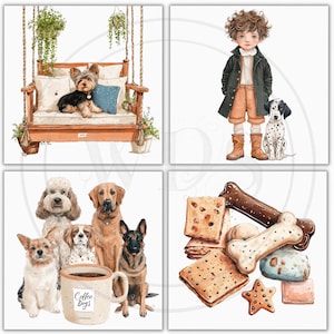 Whimsical Dog Lover Clipart: Watercolor Graphics (Digital Download – 78 PNGs) image 15