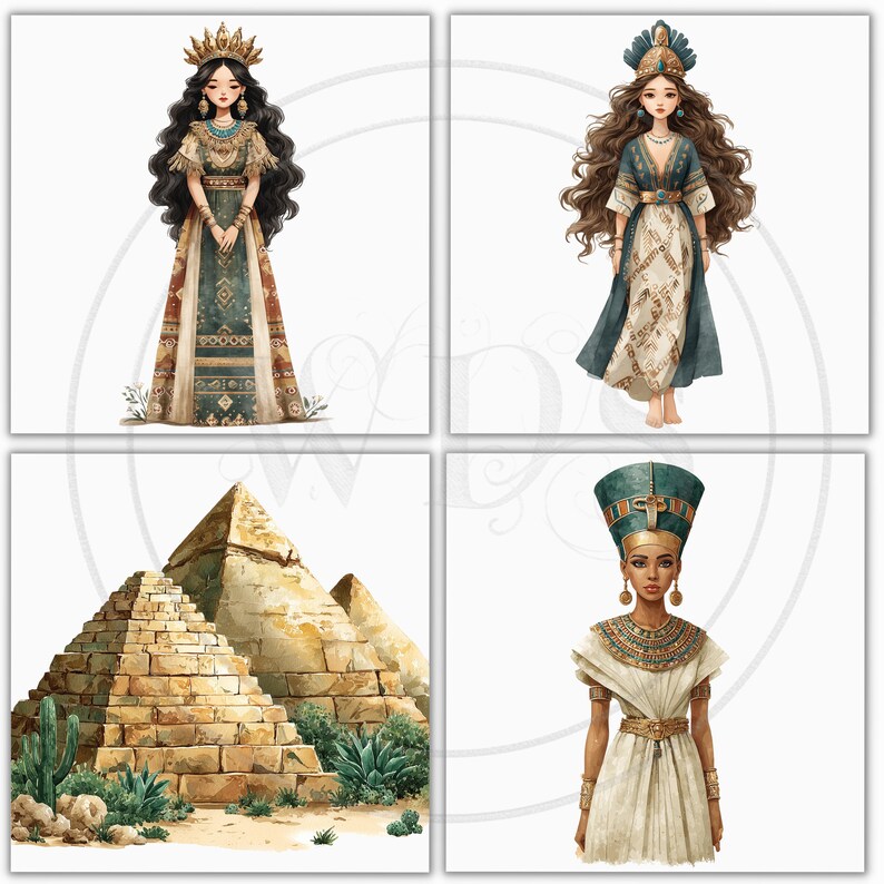 Ancient Egypt Clipart Bundle: Transparetn Pharaohs, Pyramids, Sphinx ...