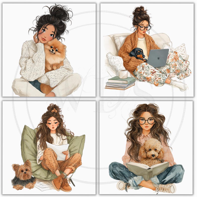 Whimsical Dog Lover Clipart: Watercolor Graphics (Digital Download – 78 PNGs) image 12