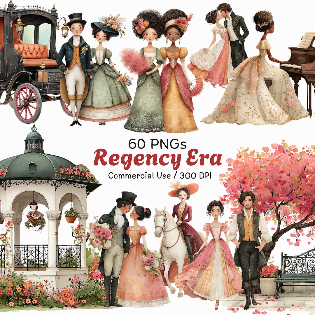 Regency Graphics Regency Era Clipart: Historical Period Whimsical Romance Graphics ...
