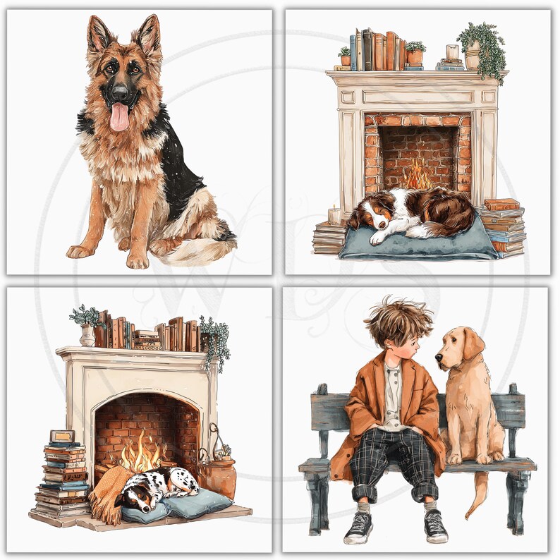 Whimsical Dog Lover Clipart: Watercolor Graphics (Digital Download – 78 PNGs) image 14