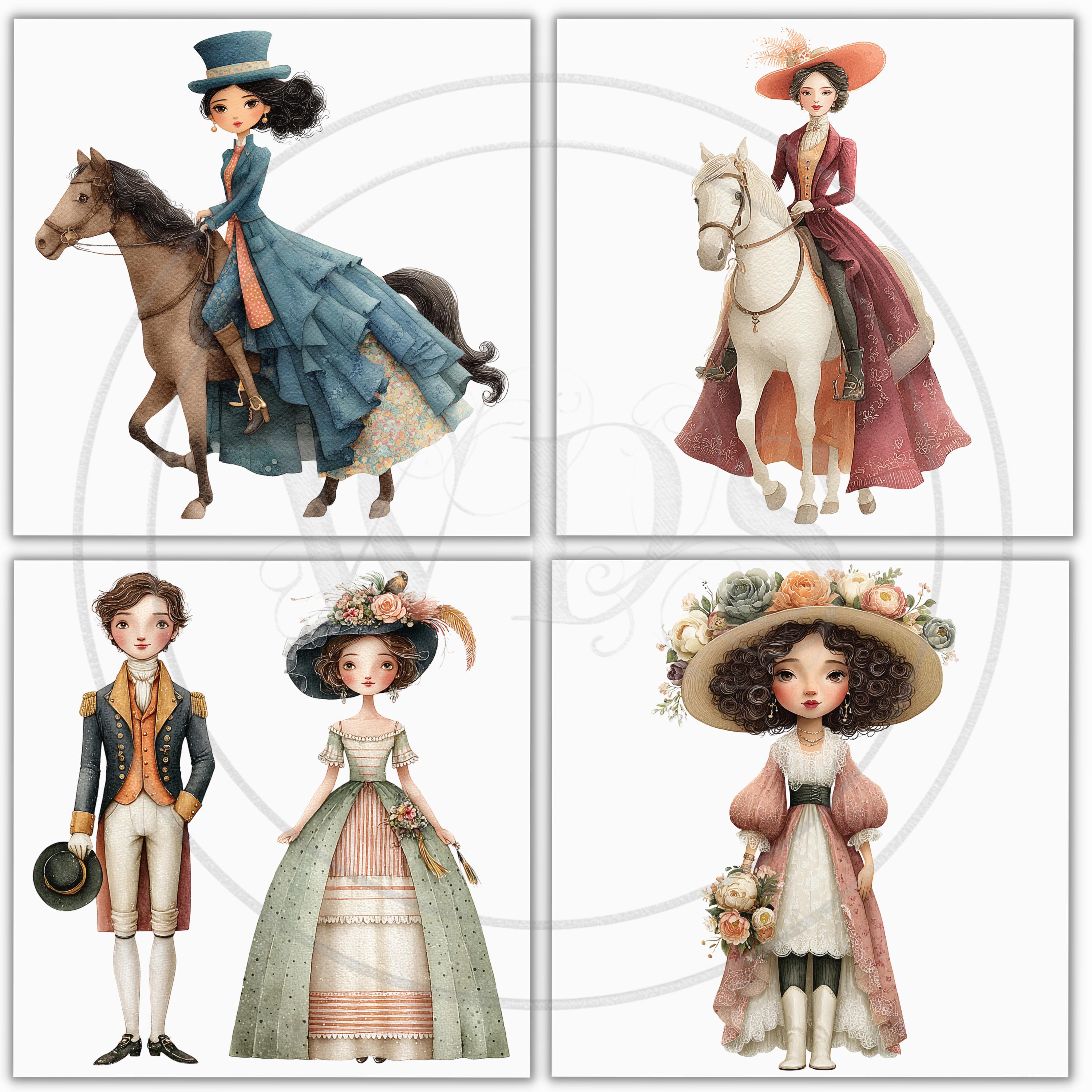 Regency Era Clipart: Historical Period Whimsical Romance Graphics ...