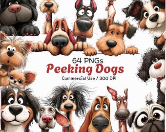 Quirky Dog Breeds Clipart Bundle: Funny Cartoon Dog Breeds Graphics (Digital Download)