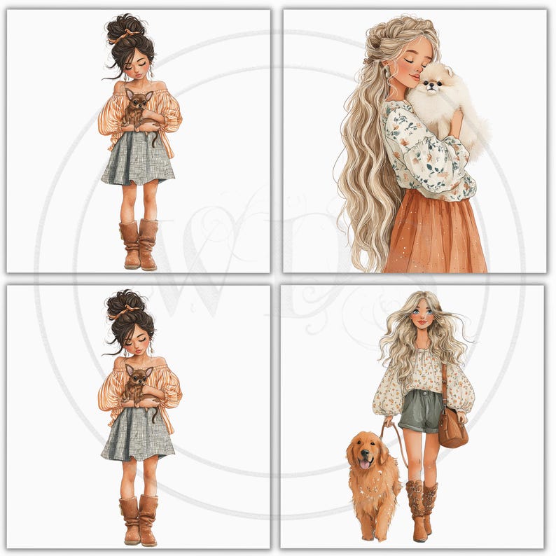 Whimsical Dog Lover Clipart: Watercolor Graphics (Digital Download – 78 PNGs) image 13