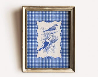 French Country Style Birds Sketch Digital Artwork