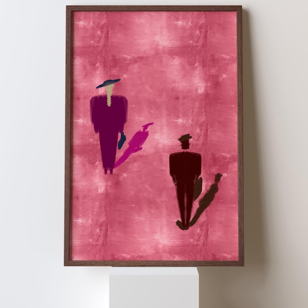 Urban Strangers Wall Art, Abstract City Life Print, People Walking Illustration