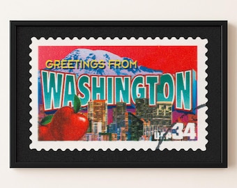 Washington Retro Stamp Digital Download Poster