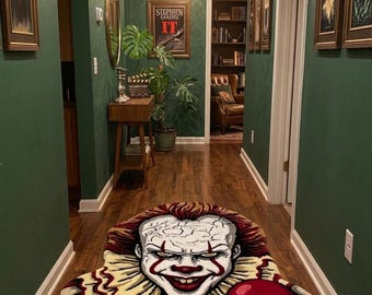 Handgjord tuftad clownmatta, skräckfilmskaraktärsmatta, surrealistisk konstdekor