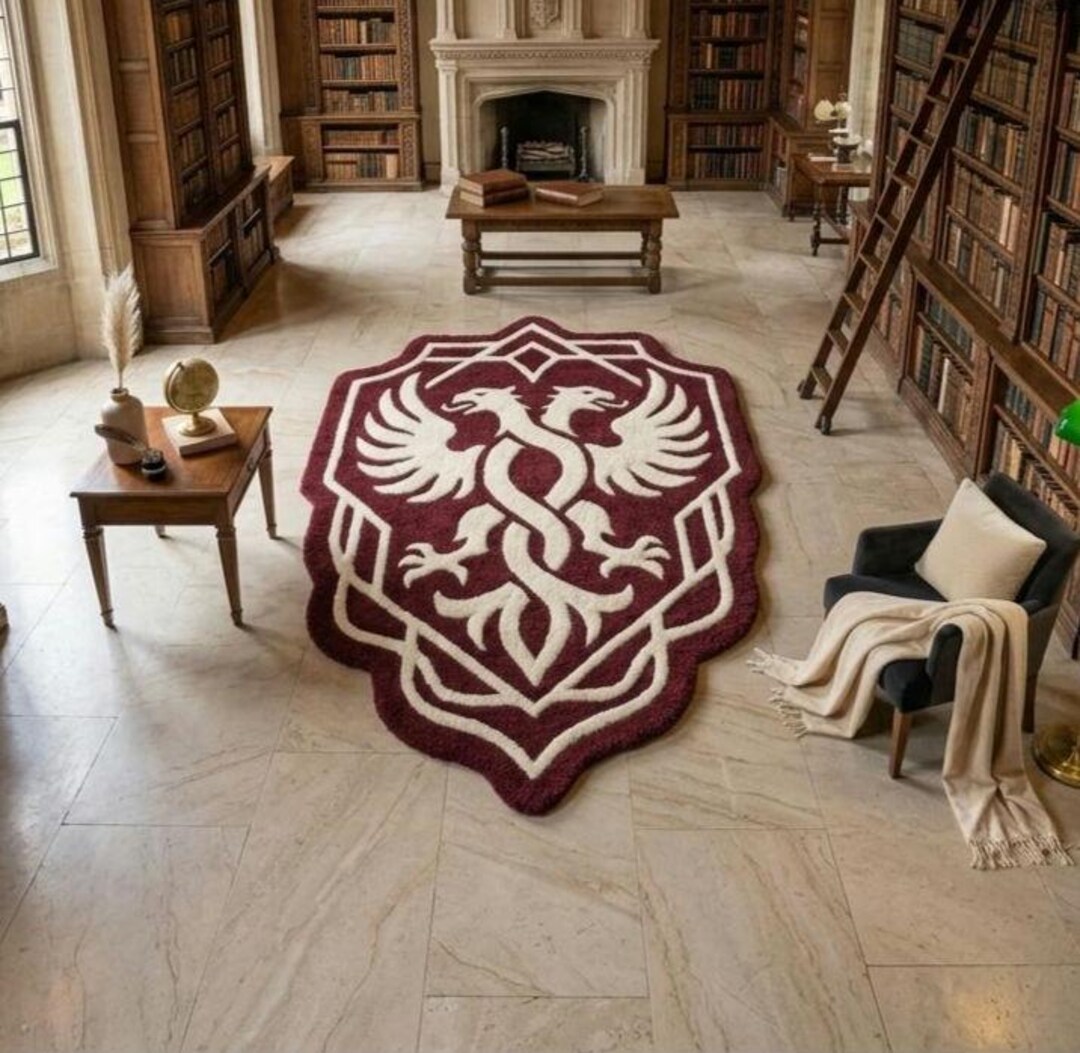 Colorful Rug Medieval Hand Tufted Heraldic Crest Rug, Medieval Gothic Statement Carpet ...