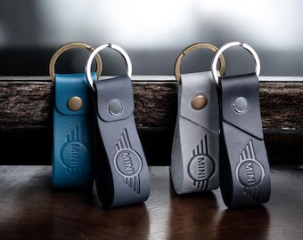 Mini Cooper Leather Keychain Car Key Ring Gift for Driver Gifts for Him Her