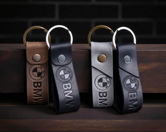 Leather Keychain Leather Keyring Premium Car Key Ring for BMW