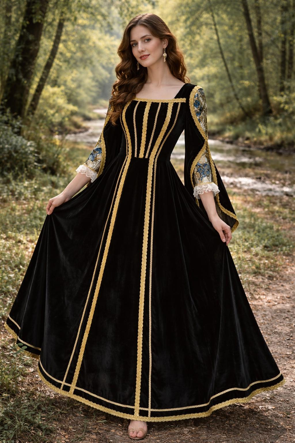 slim fit dress slacks Baroque Print Gothic Corset Dress with Bubble Skirt Black / 24