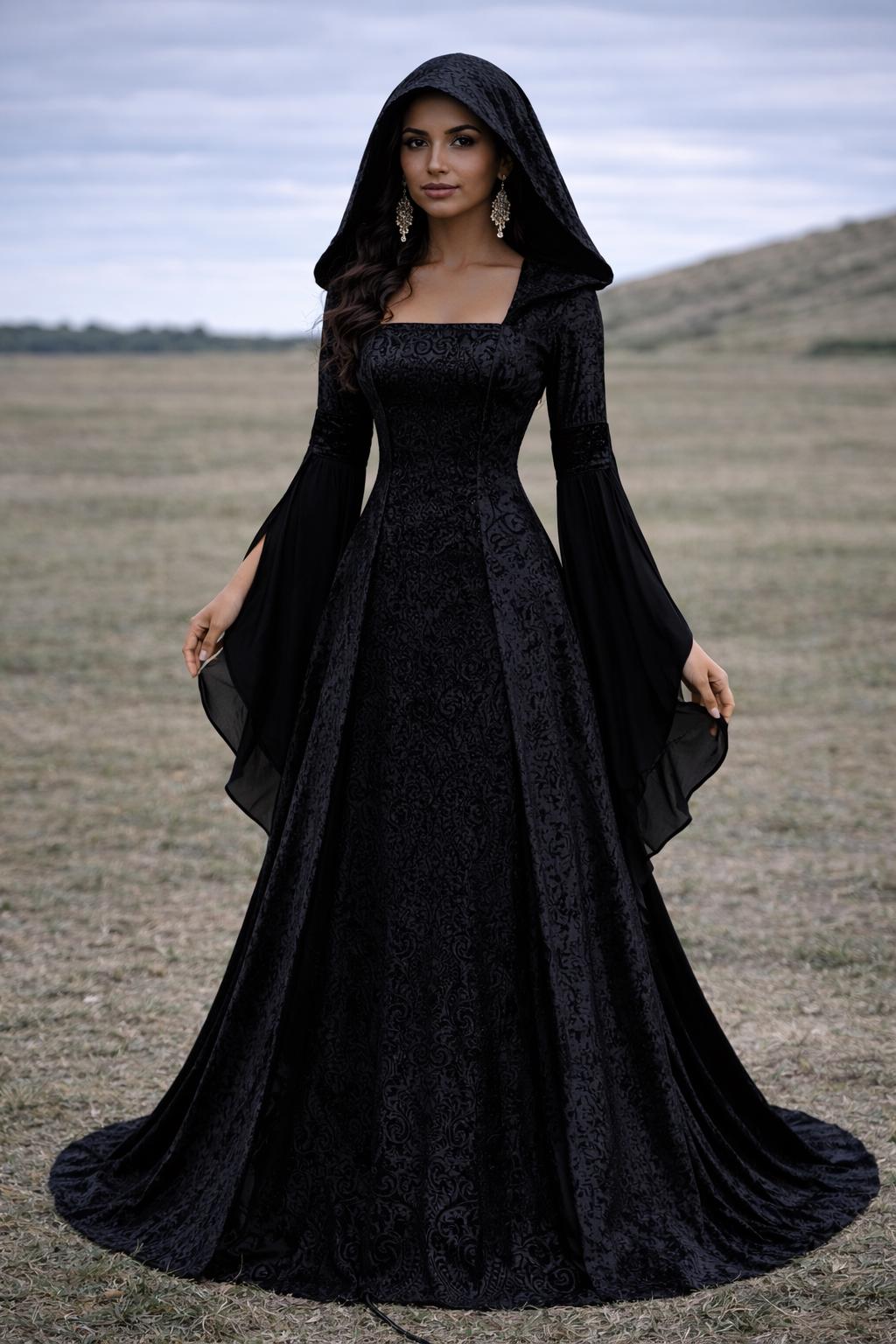 Robe Gothique Médiévale Femme MOKBAY - Costume Halloween élégant Et Sorcière