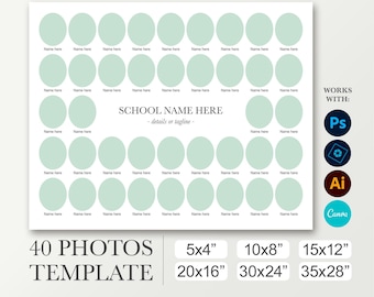 Class Photo Template | Small School Composite | PSD Collage for Photographers | 5x4, 10x8, 15x12, 20x16, 30x24, 35x28 | Canva & Photoshop
