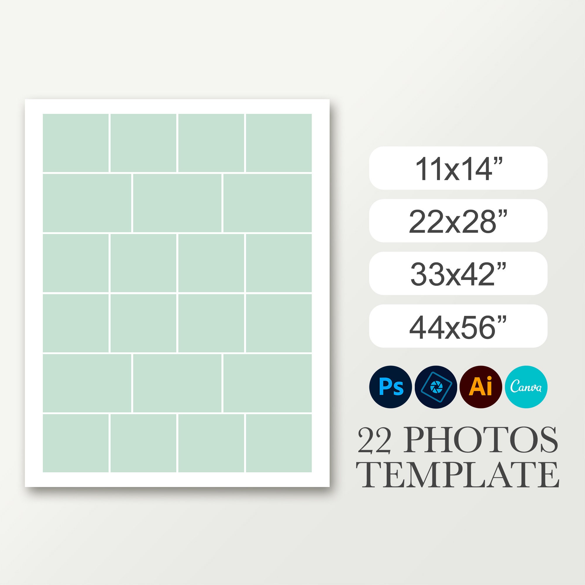 11x14 Digital Photo Collage for 22 Pictures. 22x28 Photo Collage ...